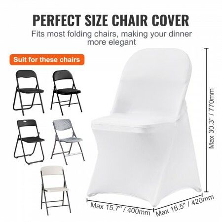 White Stretch Spandex Chair Covers - 30 PCS Folding Kitchen Chairs Cover Universal Washable Slipcovers Protector Removable Chair Seat Covers for Wedding