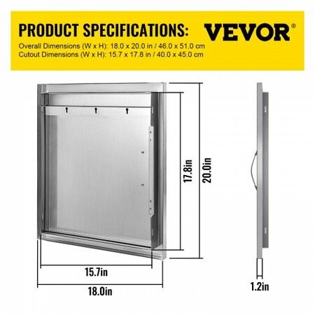 46X51CM Outdoor Kitchen BBQ Door Commercial Stainless Steel Single Access Door