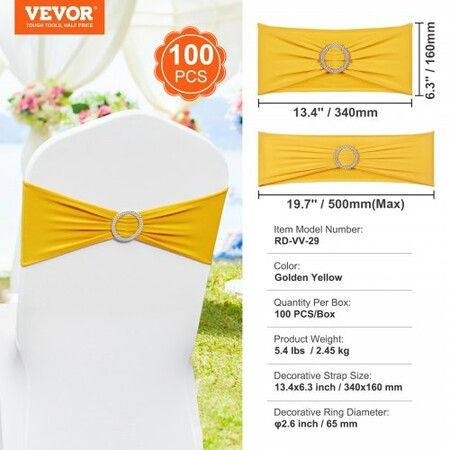 Stretch Spandex Chair Sashes Chair Slipcover and Stretch Chair Sash with Round Buckle Elastic Chair Bands Fitting Wedding Holiday Banquet Party