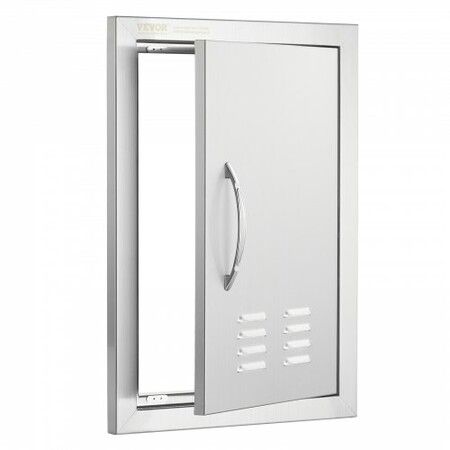 BBQ Access Door 356x508 mm Single Outdoor Kitchen Door Stainless Steel Flush Mount Door Wall Vertical Door with Handle and vents for BBQ Island Grilling