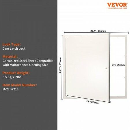 Access Panel for Drywall & Ceiling 613 x 613 mm Plumbing Access Panels Reinforced Access Door Heavy-Duty Steel Wall Hole Cover Removable Hinged Panel