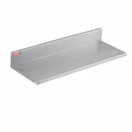 8.6" x 24" Stainless Steel Shelf Wall Mounted Floating Shelving with Backsplash 44 lbs Load Capacity Commercial Shelves Heavy Duty Storage Rack