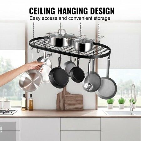 Hanging Pot Rack Ceiling Mount 36 inch Ceiling Pot Rack with 20 S Hooks