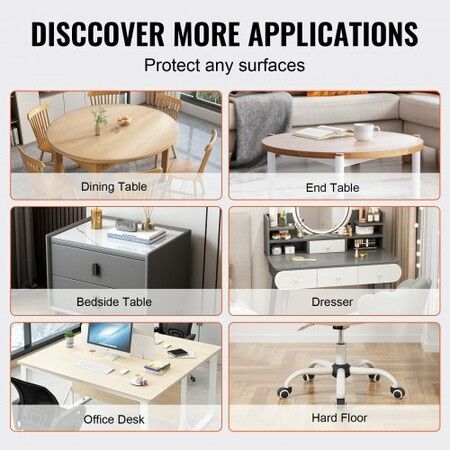 Clear Table Cover Protector 48 inch/1230 mm Round Table Cover 1.5 mm Thick PVC Plastic Tablecloth Waterproof Desktop Protector for Writing Desk