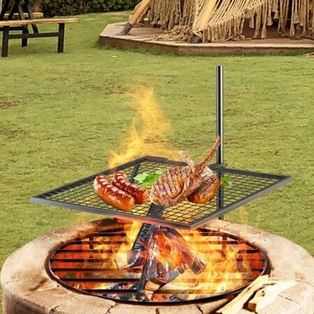 Swivel Grill Campfire Swivel Grill Heavy Duty Over Fire Grill for BBQ 61x61cm