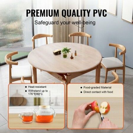 Clear Table Cover Protector 42 inch/1068 mm Round Table Cover 1.5 mm Thick PVC Plastic Tablecloth Waterproof Desktop Protector for Writing Desk