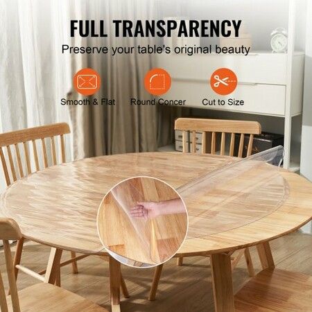 Clear Table Cover Protector 42 inch/1068 mm Round Table Cover 1.5 mm Thick PVC Plastic Tablecloth Waterproof Desktop Protector for Writing Desk