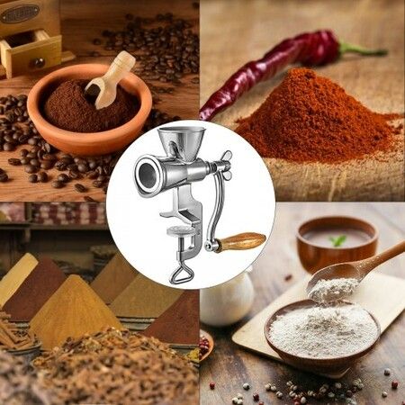 Manual Grain Grinder Stainless Steel Manual Grain MillCountertop Clamp Design Manual Coffee Bean GrinderWooden Handle Wheat Grinder Hand Crank