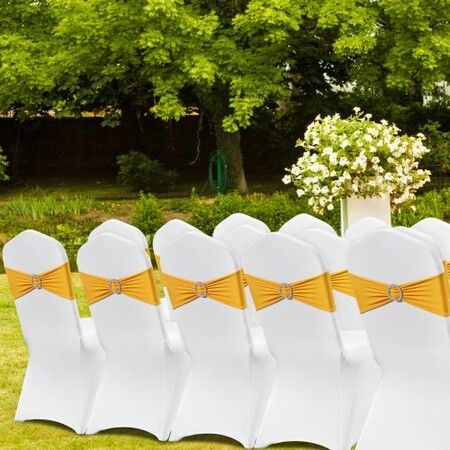 Stretch Spandex Folding Chair Covers Universal Fitted Chair Cover with Chair Sashes Removable Washable Protective Slipcovers for Wedding Holiday Banquet