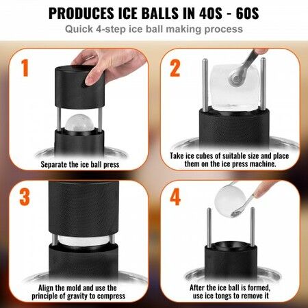 Ice Ball Press 6cm Ice Ball Maker Aircraft Al Alloy Ice Ball Press Kit for 60mm Ice Sphere Ice Press with Tong and Drip Tray for Whiskey Cocktail Bourbon