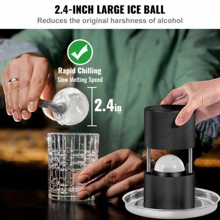 Ice Ball Press 6cm Ice Ball Maker Aircraft Al Alloy Ice Ball Press Kit for 60mm Ice Sphere Ice Press with Tong and Drip Tray for Whiskey Cocktail Bourbon