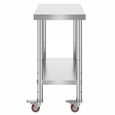 30x18x34 Inch Stainless Steel Work Table 3-Stage Adjustable Shelf with 4 Wheels Heavy Duty Commercial Food Prep Worktable with Brake for Kitchen Prep Work