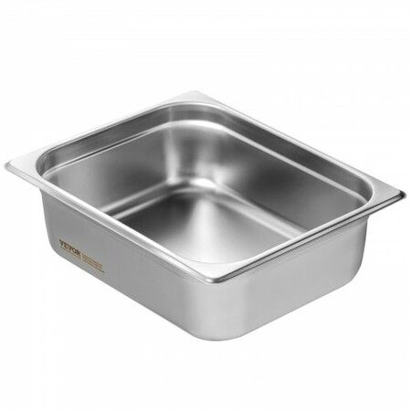 8 Pack Hotel Pans 1/2 Size Anti-Jam Steam Pan with Lid 0.8mm Thick Stainless Steel Steam Table Pan 4-Inch Deep Commercial Table Pan Catering Storage