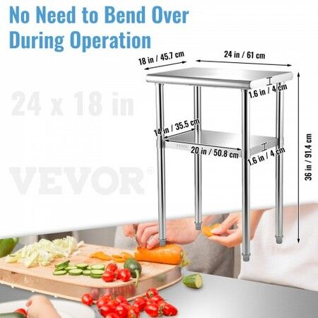 650x457mm Stainless Steel Work Prep Table Commercial Food Prep Table