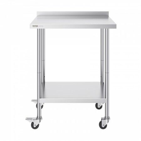 24 x 30 x 40 Inch Stainless Steel Work Table Commercial Food Prep Worktable with Casters Heavy Duty Prep Worktable Metal Work Table with Adjustable Height