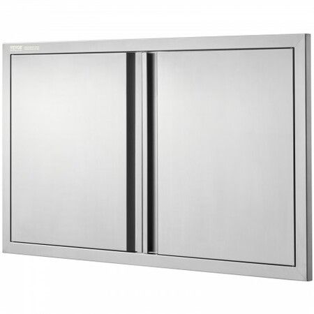 BBQ Access Door 914x534 mm Double Outdoor Kitchen Door Stainless Steel Flush Mount Door Wall Vertical Door with Recessed Handles  for BBQ Island Grilling