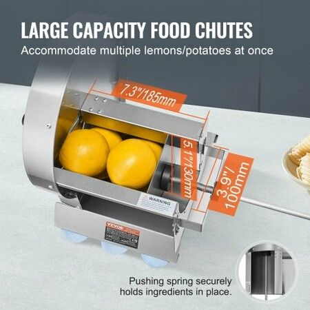 Manual Vegetable Fruit Slicer 0-0.5"/0-12mm Thickness Adjustable Commercial Slicer Machine Stainless Steel Food Cutter Slicing Machine with 2 Spare Blades