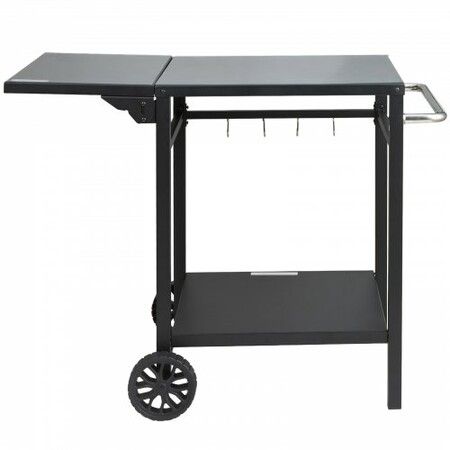 Outdoor Grill Dining Cart with Double-Shelf 55*55cm BBQ Movable Food Prep Table Multifunctional Foldable Iron Table Top Portable Modular Carts for Pizza