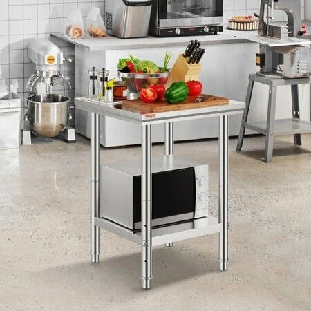 Non-magnetic Stainless Steel 610x610mm Commercial Kitchen cooking Table 50mm Table Thickness For Commercial Office Public And Home Use