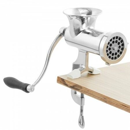 Manual Meat Grinder 304 Stainless Steel Hand Meat Grinder w/ Steel Table Clamp Meat Mincer Sausage Maker & 2 Cutting Plates Cookie Attachment Sausage Tube