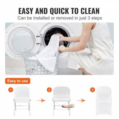 Stretch Spandex Folding Chair Covers Universal Fitted Chair Cover Removable Washable Protective Slipcovers for Wedding Holiday Banquet Party Celebration