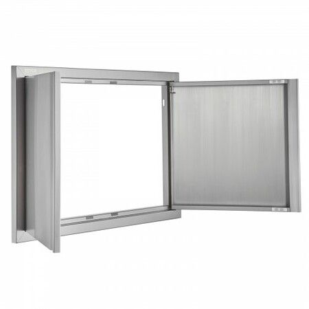 BBQ Access Door 774x532 mm Double Outdoor Kitchen Door Stainless Steel Flush Mount Door Wall Vertical Door with Recessed Handles  for BBQ Island Grilling