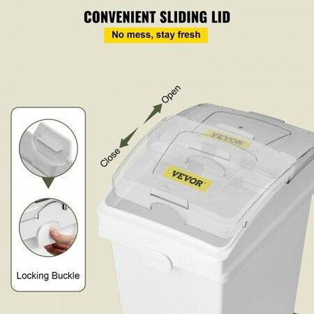 Ingredient Bin 5.2 Gallon / 20 L Capacity Ingredient Storage Bin 3 Pcs/Set PP Material Flour Bins On Wheels White Shelf Ingredient Bin with Scoop