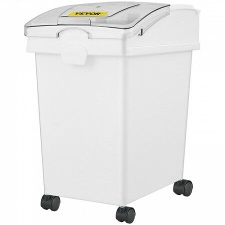 Ingredient Bin 5.2 Gallon / 20 L Capacity Ingredient Storage Bin 3 Pcs/Set PP Material Flour Bins On Wheels White Shelf Ingredient Bin with Scoop