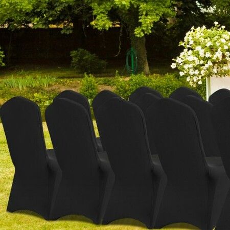 50 PCS Black Chair Covers Polyester Spandex Stretch Wedding Party Banquet