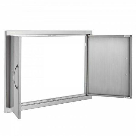 BBQ Access Door 838x558 mm Double Outdoor Kitchen Door Stainless Steel Flush Mount Door Wall Vertical Door with Handles for BBQ Island Grilling