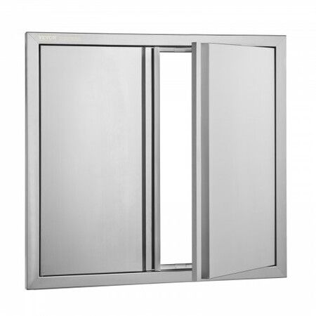 BBQ Access Door 660x610 mm Double Outdoor Kitchen Door Stainless Steel Flush Mount Door Wall Vertical Door with Recessed Handles  for BBQ Island Grilling