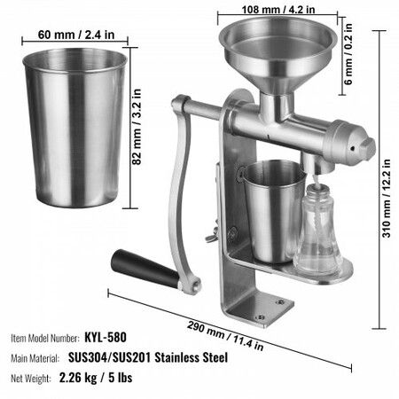 Manual Oil Press Machine Stainless Steel Oil Extractor Machine Detachable Oil Presser for Effortless Cleaning Household Oil Expeller for Pressing Peanuts