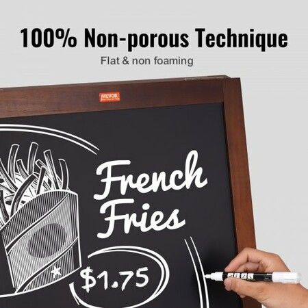 VEOVR A Frame Chalkboard Sign 50x102 cm Double-Sided Sidewalk Signs Freestanding Vintage Wooden Chalk Board with Chalks & Magnetic Eraser Rustic Brown