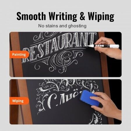 VEOVR A Frame Chalkboard Sign 50x102 cm Double-Sided Sidewalk Signs Freestanding Vintage Wooden Chalk Board with Chalks & Magnetic Eraser Rustic Brown