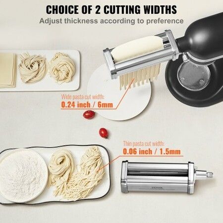 3Pcs Pasta Attachment for KitchenAid Stand Mixer Pasta Roller Cutter Set