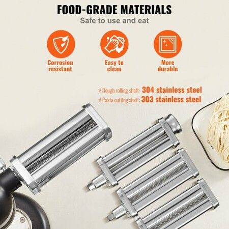 3Pcs Pasta Attachment for KitchenAid Stand Mixer Pasta Roller Cutter Set