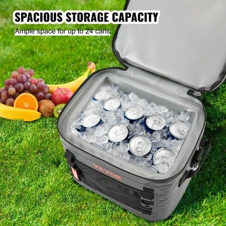 Soft Cooler Bag 24 Cans Soft Sided Cooler Bag Leakproof with Zipper Waterproof Soft Cooler Insulated Bag Lightweight & Portable Collapsible Cooler