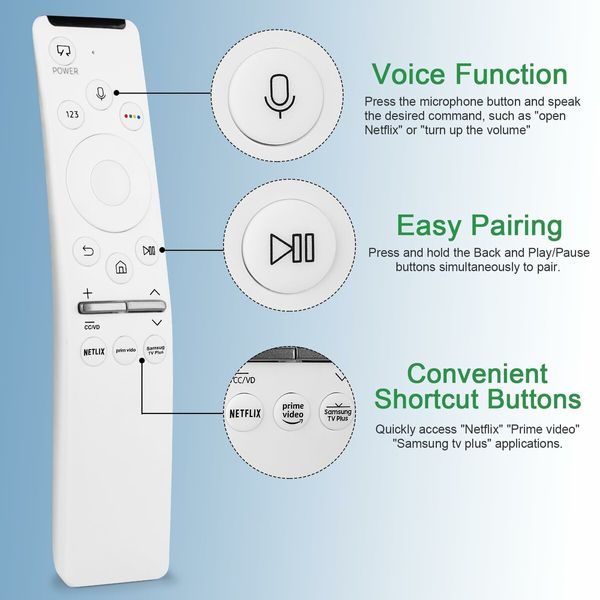 Frame TV Remote Replacement for Samsung Smart TV Remote BN59-01330H/RMCSPR1AP1 with Voice Control,Compatible with Samsung QLED 4K UHD Quantum HDR Smart TV