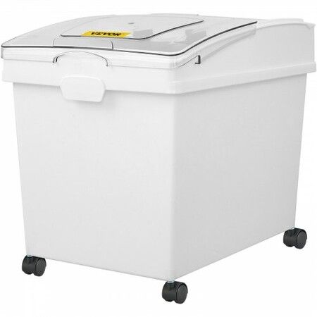 Ingredient Bin 10.5 Gallons Capacity Ingredient Storage Bin PP Material Flour Bins On Wheels White Shelf Ingredient Bin with Scoop and Sliding Lid