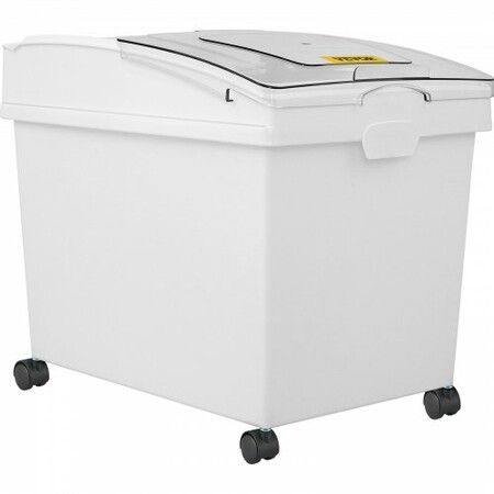 Ingredient Bin 10.5 Gallons Capacity Ingredient Storage Bin PP Material Flour Bins On Wheels White Shelf Ingredient Bin with Scoop and Sliding Lid