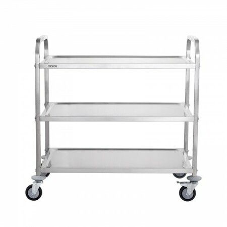 3-Tier Utility Cart Rolling Cart on Wheels 37.5"x20"x37.7" 450 LBS 6 Hooks