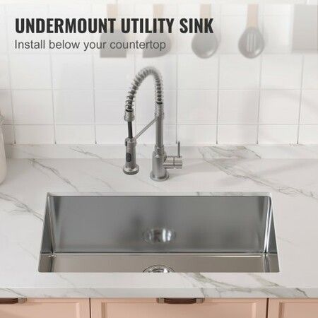 Kitchen Sink 304 Stainless Steel Drop-In Sinks Undermount Single Bowl Basin with Accessories(Pack of 3) Household Dishwasher Sinks for Workstation RV