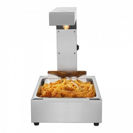 French Fry Food Warmer 750W Commercial Food Heating Lamp Electric Stainless Steel Warming Light Dump Station Countertop 104-122 degreeF Fries Food Warmer