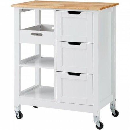 Kitchen Island Cart Rolling Storage Cabinet on Wheel with Drawer & Shelves