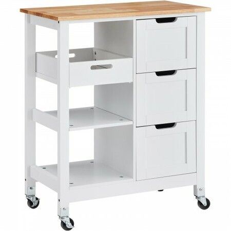 Kitchen Island Cart Rolling Storage Cabinet on Wheel with Drawer & Shelves