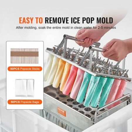 Commercial Popsicle Moulds 40PCS Cylindrical Ice Pop Moulds Stainless Steel Ice Lolly Popsicle Moulds Ice Cream Maker Mould Holder