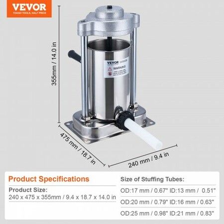 Manual Sausage Stuffer 2 L Vertical Sausage Machine 304 Stainless Steel