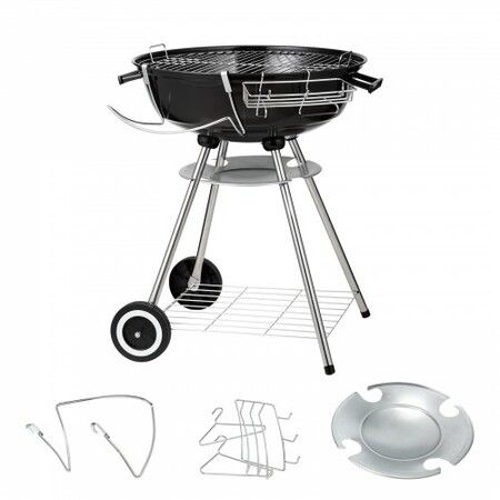 22 inch Kettle Charcoal Grill Premium Kettle Grill with Wheels and Cover Porcelain-Enameled Lid and Ash Catcher & Thermometer for BBQ Round Barbecue Grill