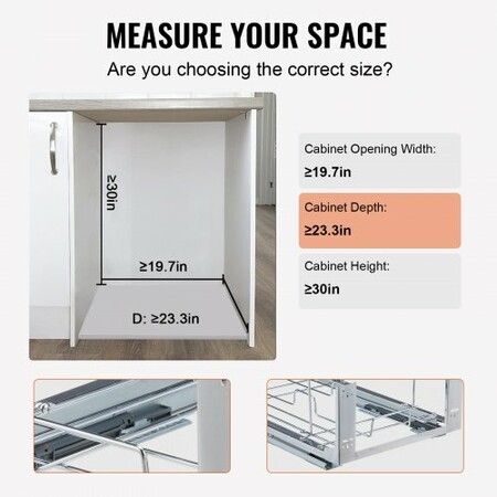 Pull-Out Trash Can 35Lx2 Double Bins Under Mount Kitchen Waste Container with Slide and Door Mounting Kit 110 lbs Load Capacity Heavy Duty Garbage