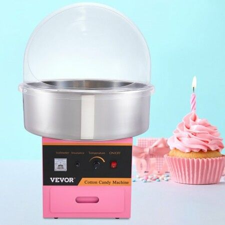 Commercial Cotton Candy Machine with Cover Sugar Floss Maker 1000W Party